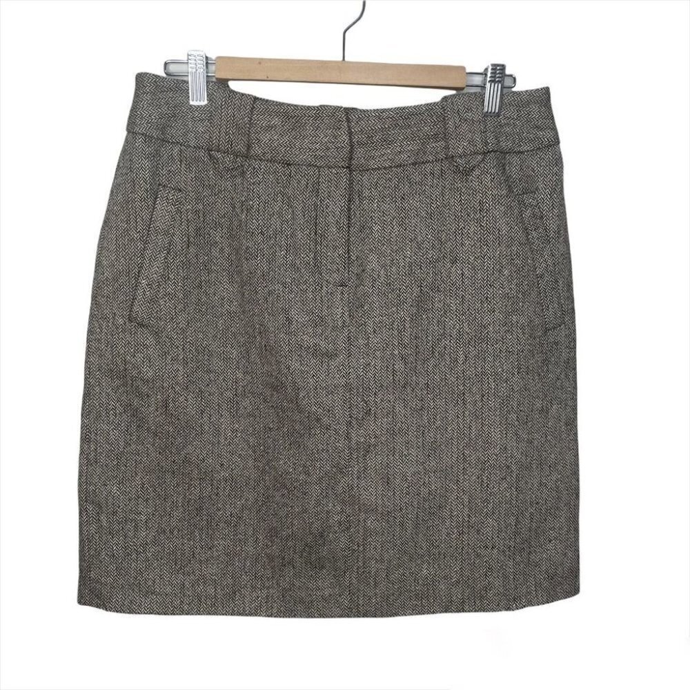 Size 8 British Khaki Brown Wool Blend Pencil Skirt